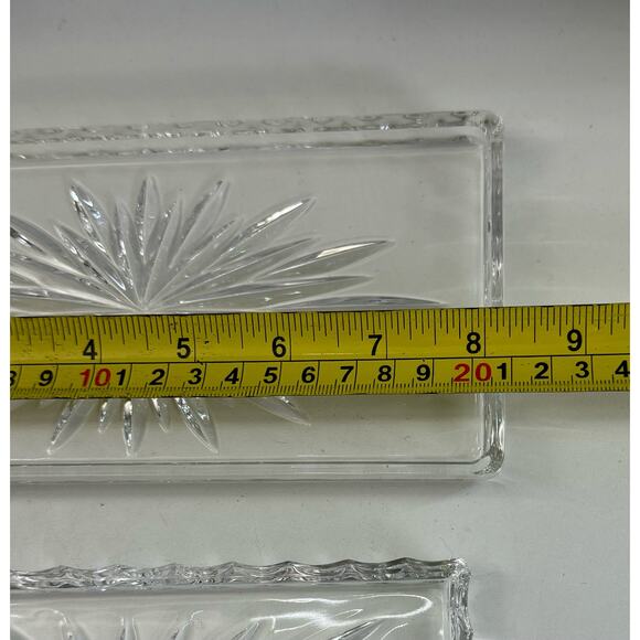 Lot Of 2 Vintage Sunburst Crystal Vanity Trays - Picture 4 of 7